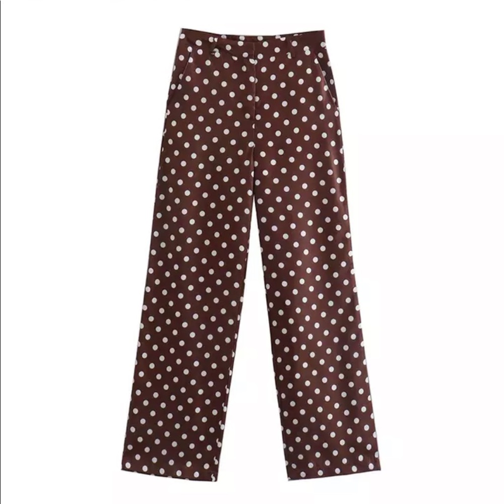Brown polka dotted pants